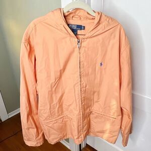 Polo by Ralph Lauren Riri Full Zip Cotton Windbreaker Jacket in a Coral Large